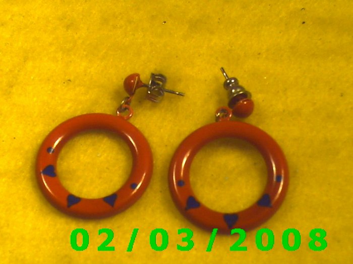 Red Hoop Pierced Earrings