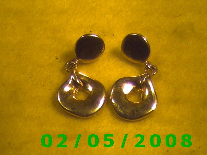 Gold Button n Hole Pierced Earrings