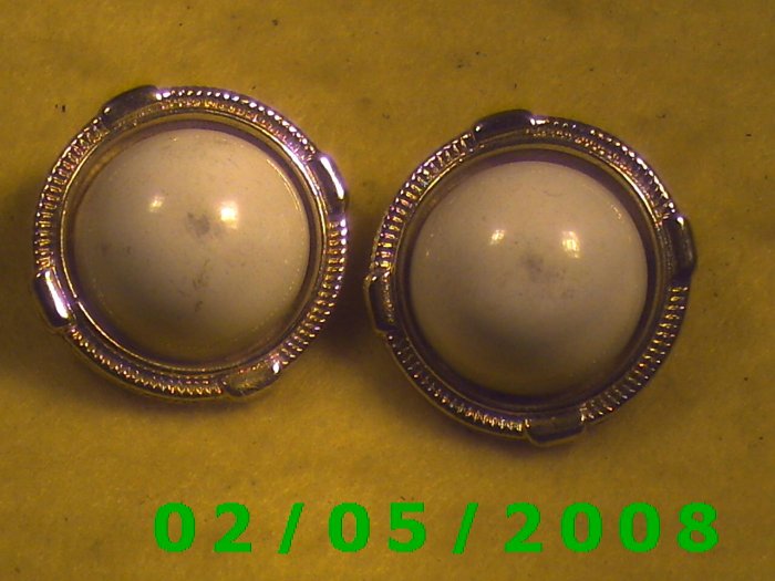 Gold n White Pierced Earrings