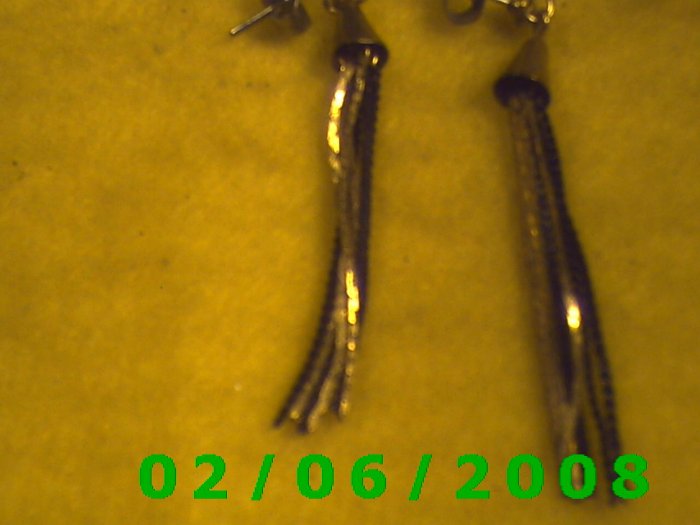 Gold n Black Tassle Pierced Earrings