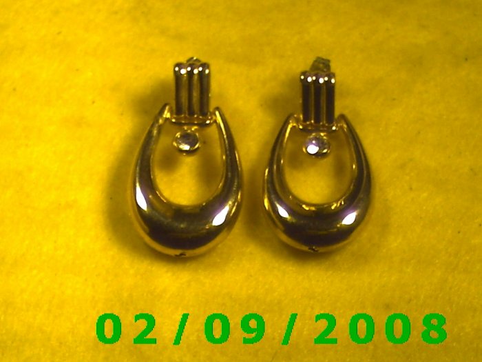 Gold n Rhinestones Pierced Earrings (037)
