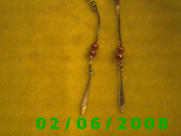 Gold n Bead Dangle Pierced Earrings