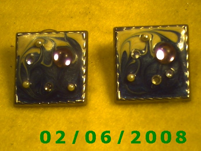 Crystal Beaded Squares Pierced Earrings