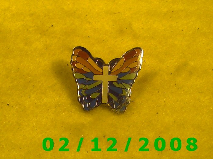 Butterfly w/Cross Hat Pin