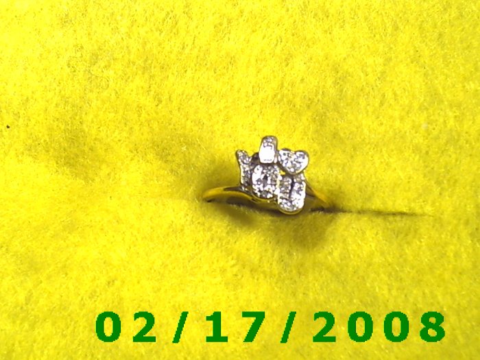 Ring Solid Gold, 10kt w/diamonds + I love you size 8 (F010)