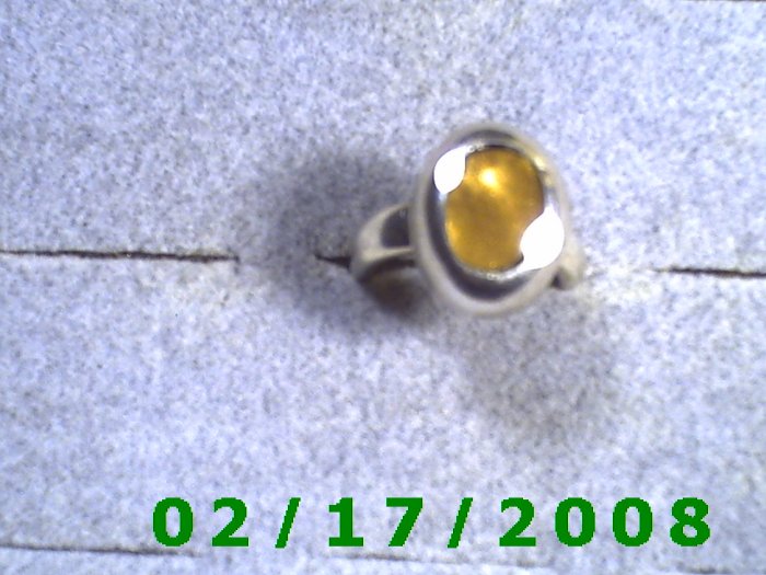 Silver Ring size 6 w/gold inlayed stone