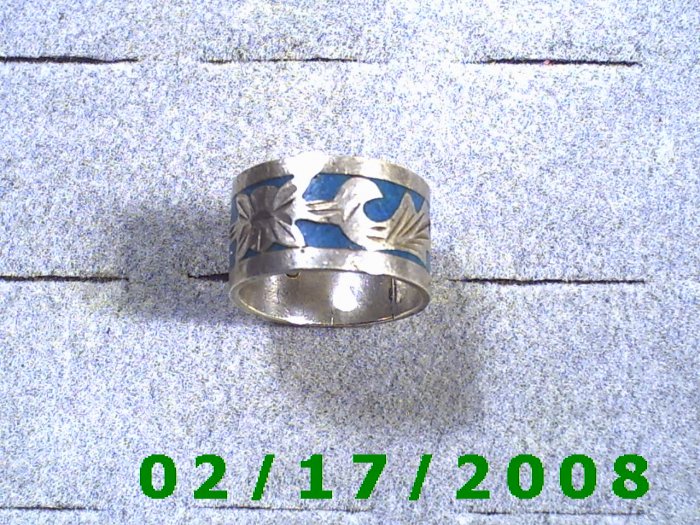 .925 Mexico Ring size 8 12mm wide