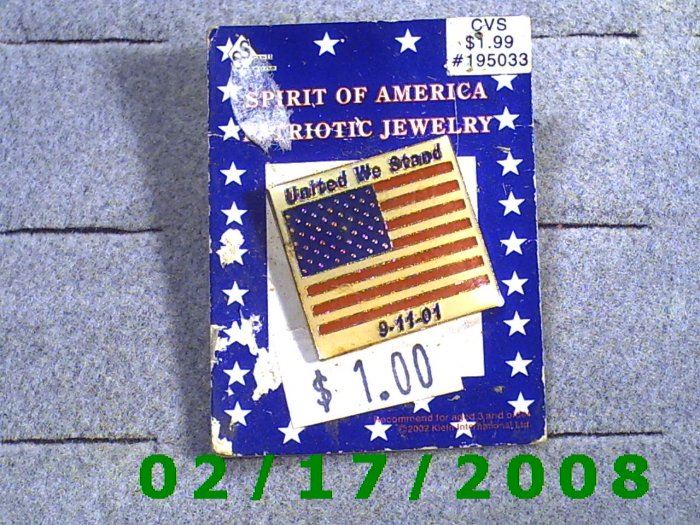 American Flag Lapel Pin 9-11-01 United We Stand