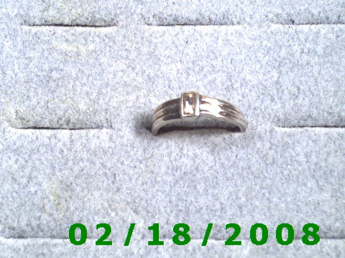 .925 Silver Ring size 6 w/clear rectangle stone