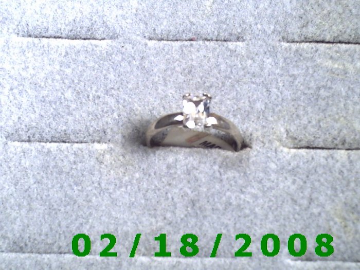 .925 Silver Ring size 6 w/clear rectangle stone