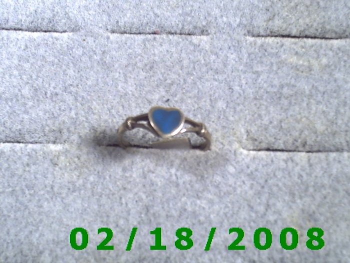 .925 Silver Ring size 6 w/blue stone, heart shaped