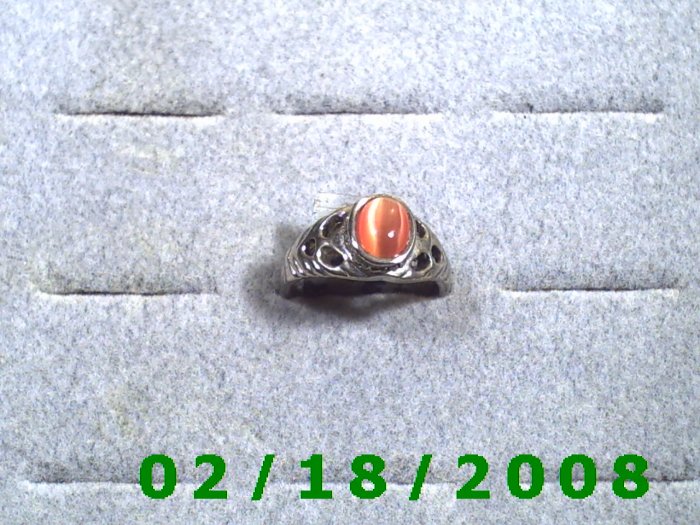 Silver Ring size 8 w/orange stone