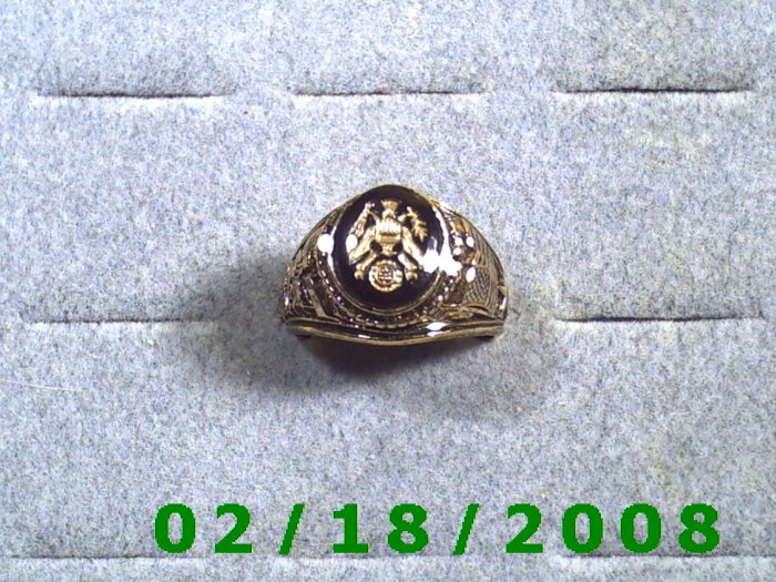 Gold Shield Guard Ring, Green Baret, size 11, Warranty