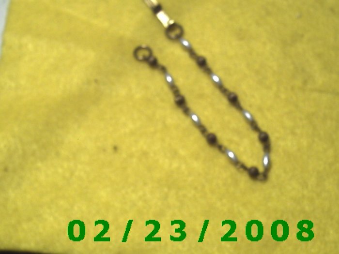 7" 4mm wide w/beads Gold Plated Bracelet (035)