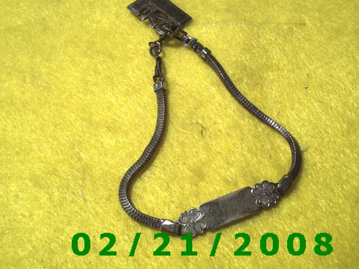 Sterling Silver ID Bracelet USA w/Love charm (013)