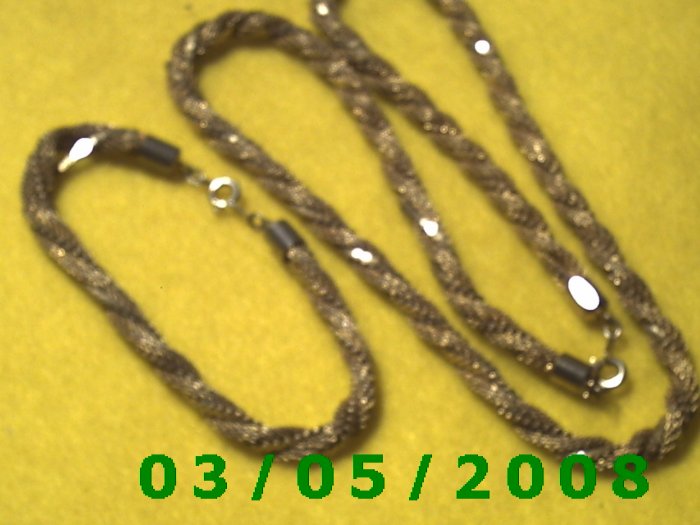 19" Twisted Gold Chain Necklace w/Matching 7" Bracelet (034)