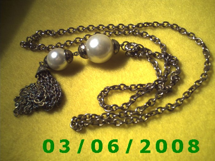 29" Gold Necklace w/Pearls n tassle (015)