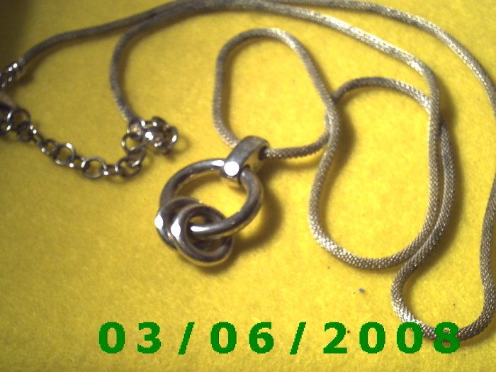40" Silver Necklace Adjustable w/Silver Charm (021)