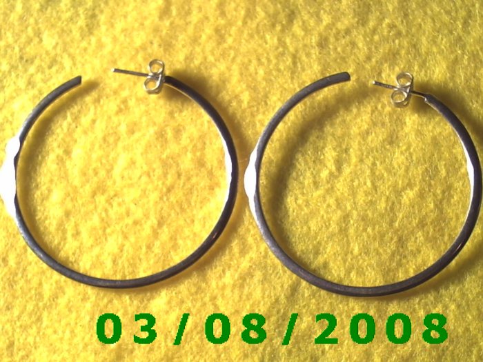 Silver Hoop Earrings 1 3/4" (012)
