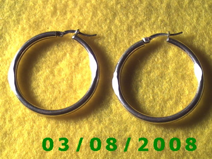 Silver Hoop Earrings 1 1/2" (015)