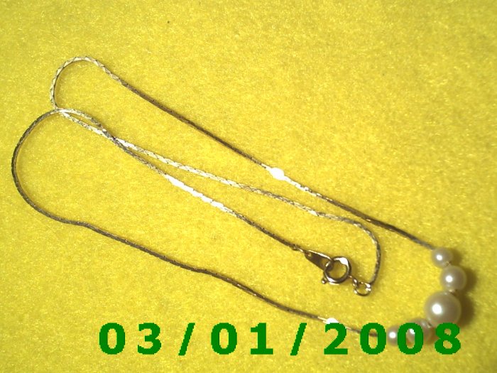 Vintage 16" Gold Plated 50's Necklass w/Pearls (005)