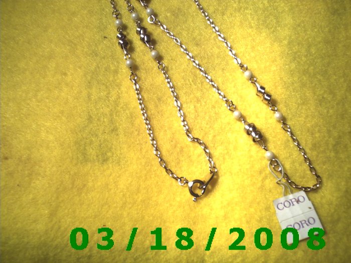 24" 2mm Gold Necklace w/pearls etc
