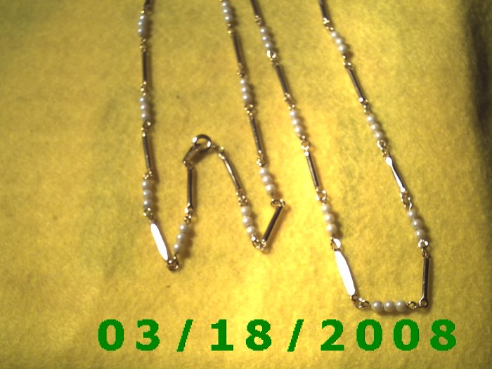 36" 2mm Gold Necklace w/pearls (010)
