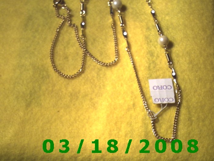 36" 2mm Gold Necklace w/pearls (012)