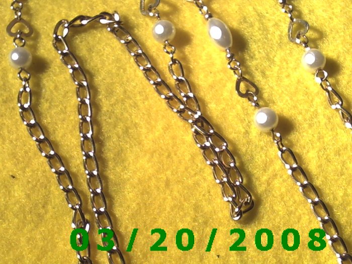 30" 4mm Gold Necklace w/Pearls (E-4003)