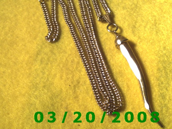 31" 4mm Gold Necklace w/Tooth (E-4005)