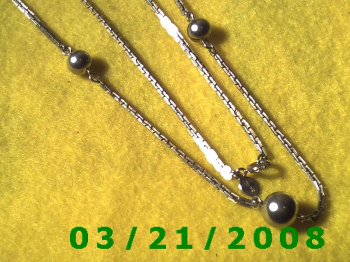 26" 2mm Silver Necklace w/Silver Beads (Avon) (E-4022)