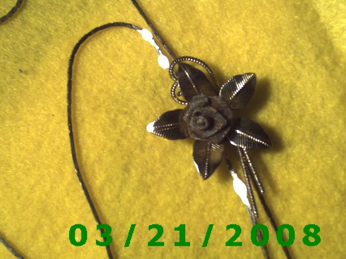 28" 1mm Silver Necklace w/Silver Flower, Adjustable (E-4023)