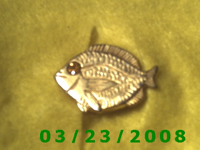 7/8 x 1 1/4" Gold Button Cover (Fish) Topaz Stone (R023)