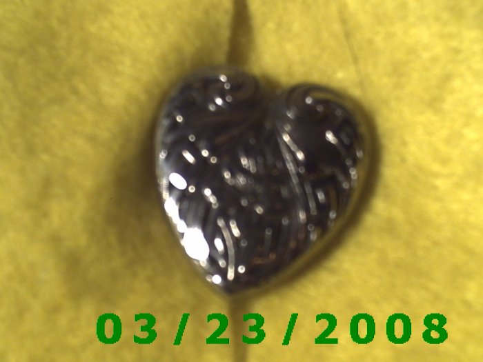 1 x 1 1/8" Silver Heart Button Cover (metal (R021)