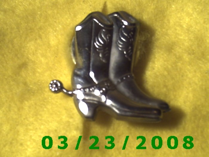 1 1/2 x 1 1/2" Silver Cowboy Boots Button Cover (R022)