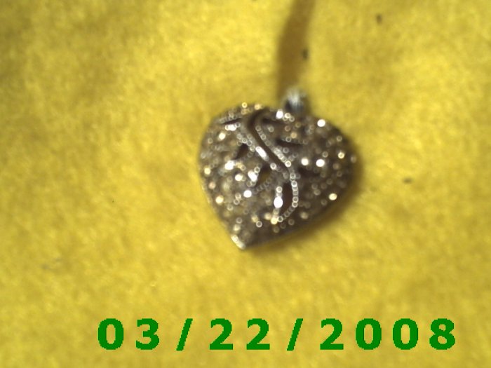 3/4" Silver Heart Charm w/Rhinestones (R033)