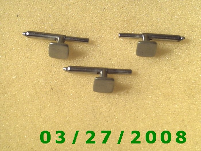 1 trio Silver Cuff Links engraveable (small) (027)