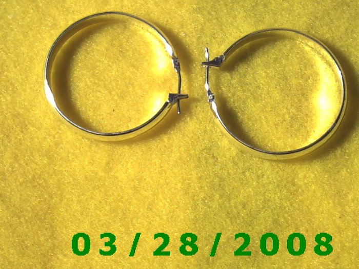 Silver Hoop Earrings 1 1/4" (016)