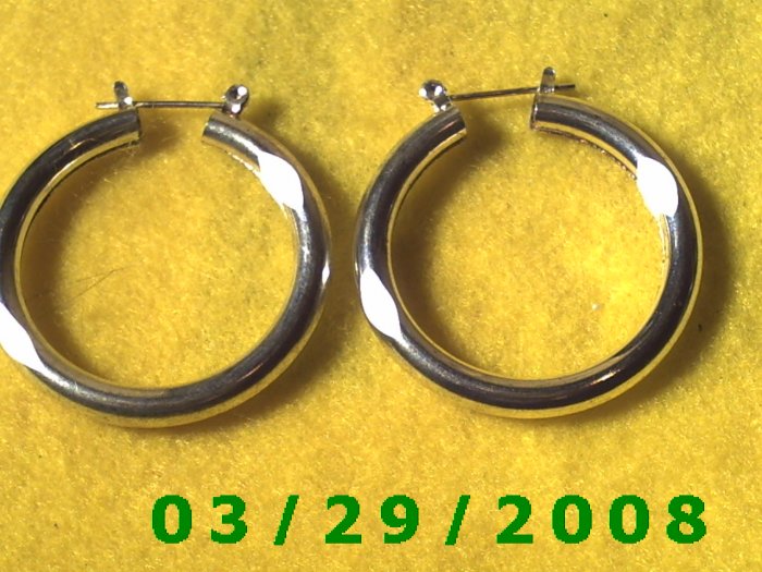 1 1/2" Silver Hoop Pierced Earrings (026)