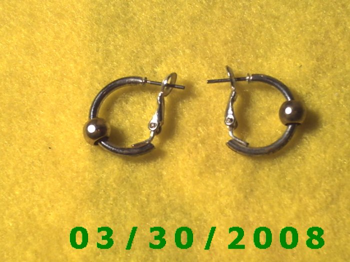 Silver w/Gold Bead Pierced Earrings (024)