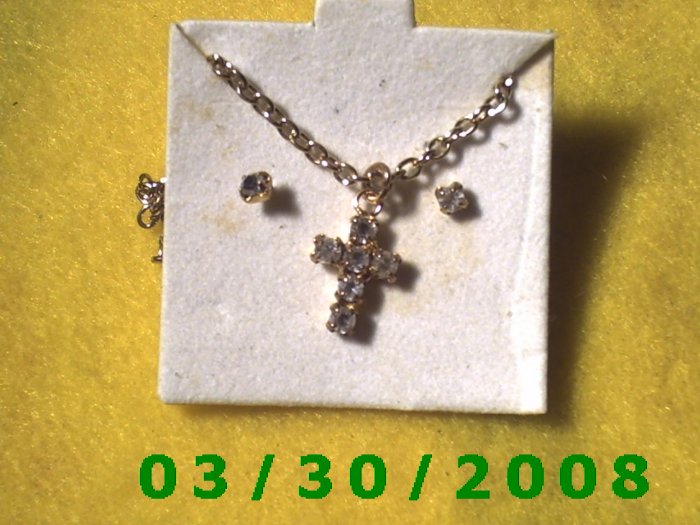 April Birthstone Necklace and Earrings Set Diamond (003)