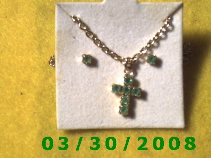 August Birthstone Necklace and Earrings Set Peridot (006)