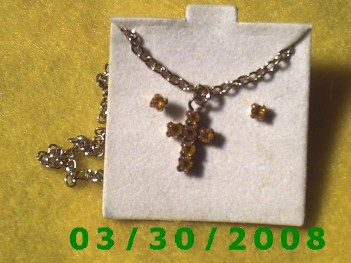 November Birthstone Necklace and Earrings Set Topaz (009)