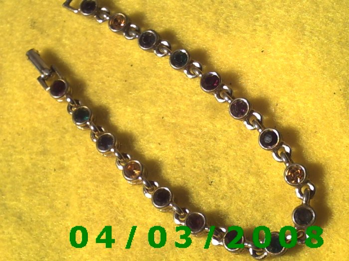 Silver Bracelet w/colored stones (USA) 018