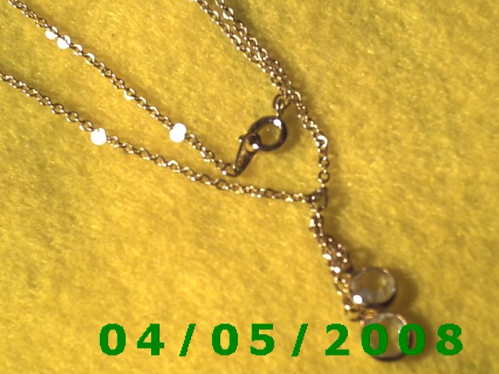 Gold Necklace w/2 Crystals E5024