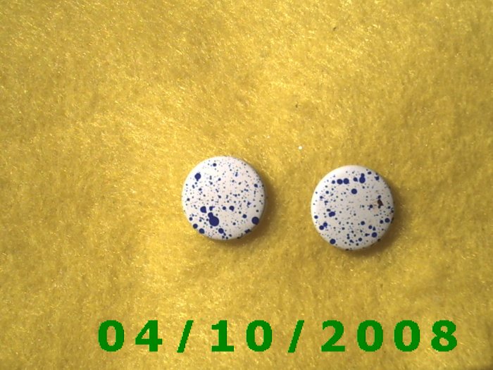 White n Blue Buttons Pierced Earrings Q004
