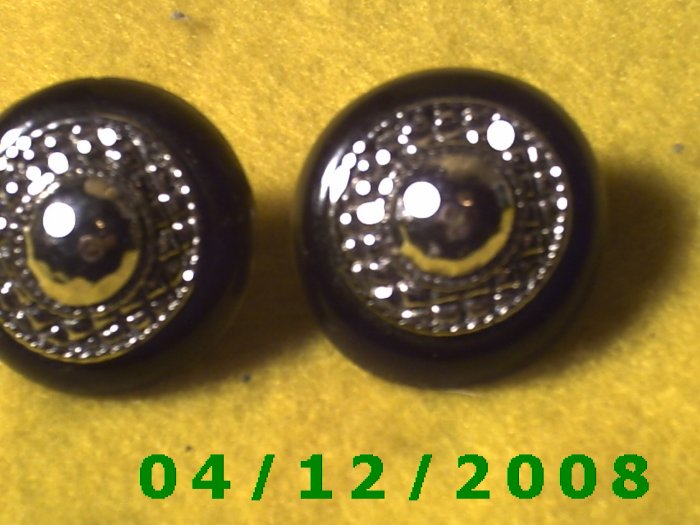 Silver and Black Pierced Earrings Q1005