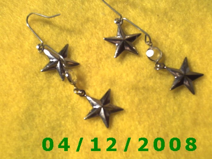 Silver Stars Pierced Earrings Q1019