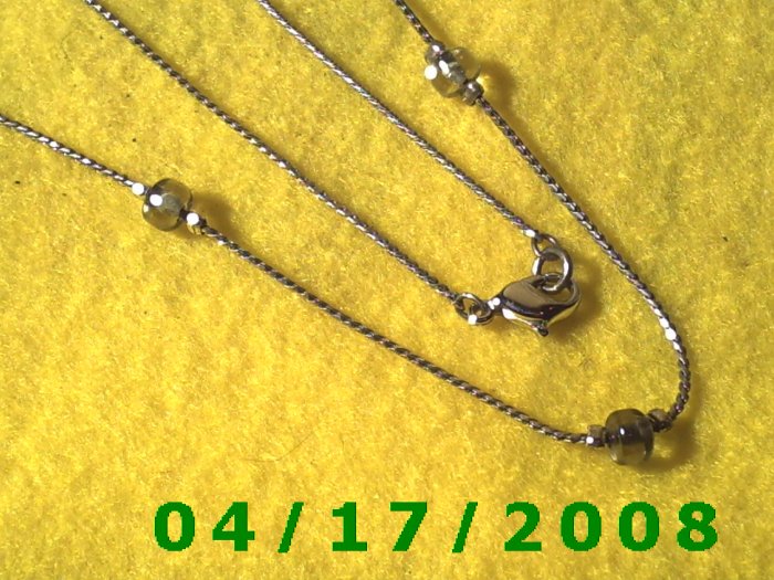 Silver Necklace w/Clear Beads E3014