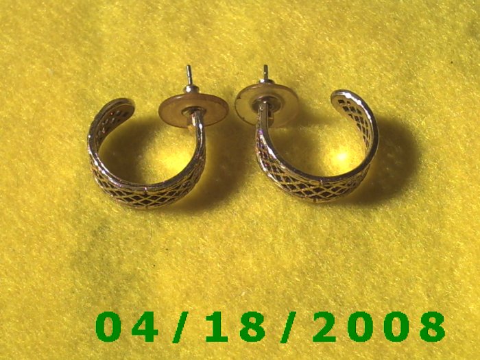Gold Hoop Pierced Earrings Q3A007